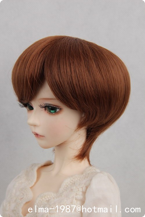 brown short wig for bjd girl 1/3,1/4,1/6 doll - Click Image to Close